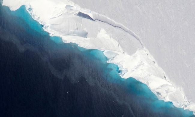 The Thwaites glacier in Antarctica, where ice is now melting on a massive scale. Photograph: Nasa/OIB/Jeremy Harbeck/EPA
