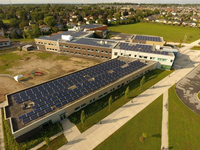 A solar project by iSolara at Maurice-Lapointe school in the Kanata area of Ottawa in August 2017. Photo by Alex Tétreault