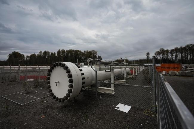 The terminus for the Coastal GasLink natural gas pipeline is seen at the LNG Canada export terminal under construction in Kitimat, B.C., on Wednesday, September 28, 2022. File photo by The Canadian Press/Darryl Dyck