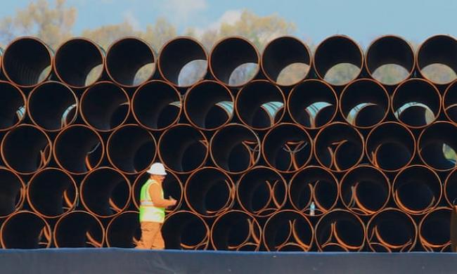 Pipes for the proposed Dakota Access oil pipeline, that would traverse North and South Dakota, Iowa and Illinois. Photograph: Nati Harnik/AP