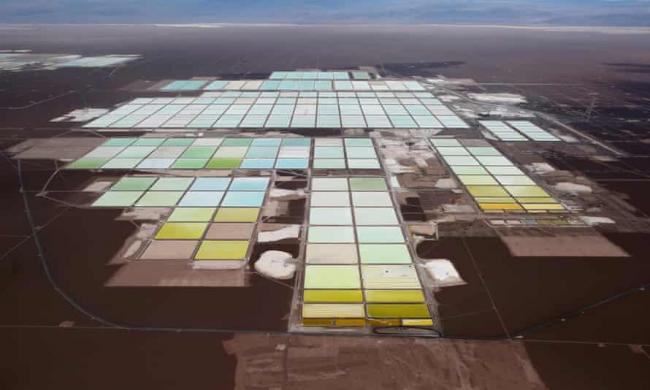 ‘The transition to a new energy system is often understood as a conflict between incumbent fossil fuel firms and proponents of climate action.’ A lithium mine on Chile’s Atacama salt flat. Photograph: Iván Alvarado/Reuters