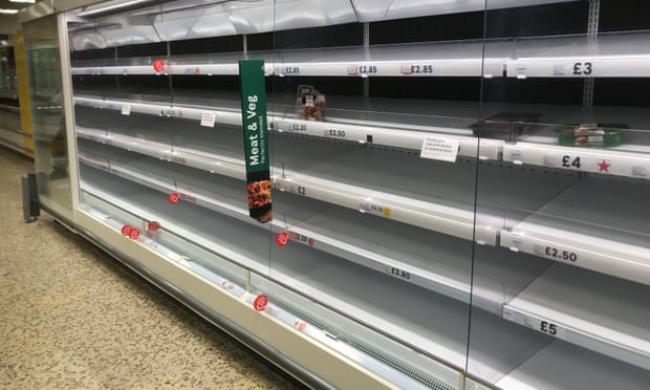 Empty shelves at a Tesco store in Worcester. ‘The underlying problem is that a handful of retailers dominate the market.’ Photograph: David Davies/PA