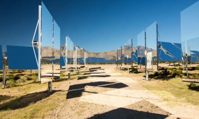 Heliostats at the Ivanpah solar thermal power plant in California’s Mojave Desert. ‘The film’s attacks on solar and wind power rely on a series of blatant falsehoods.’ Photograph: Alamy