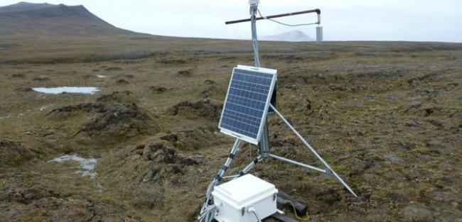 REUTERS Solar-powered scientific equipment records data in a landscape of partially thawed Arctic permafrost near Isachsen, Canada, in this handout photo released June 18, 2019.