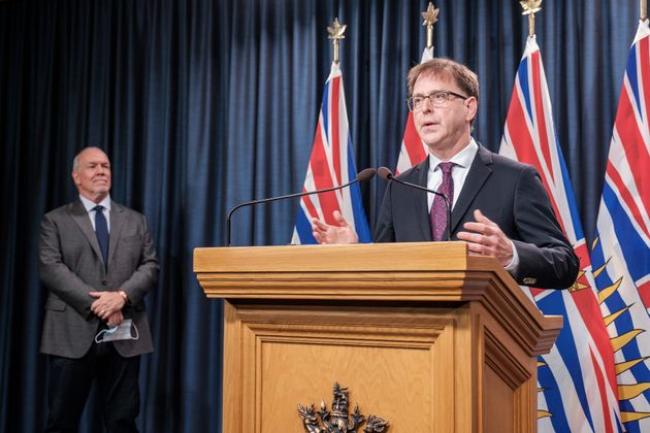 DON CRAIG/GOVERNMENT OF BRITISH COLUMBIA Premier John Horgan and Adrian Dix, Minister of Health, make an announcement about B.C.'s fall pandemic preparedness plan on Sept. 9, 2020.