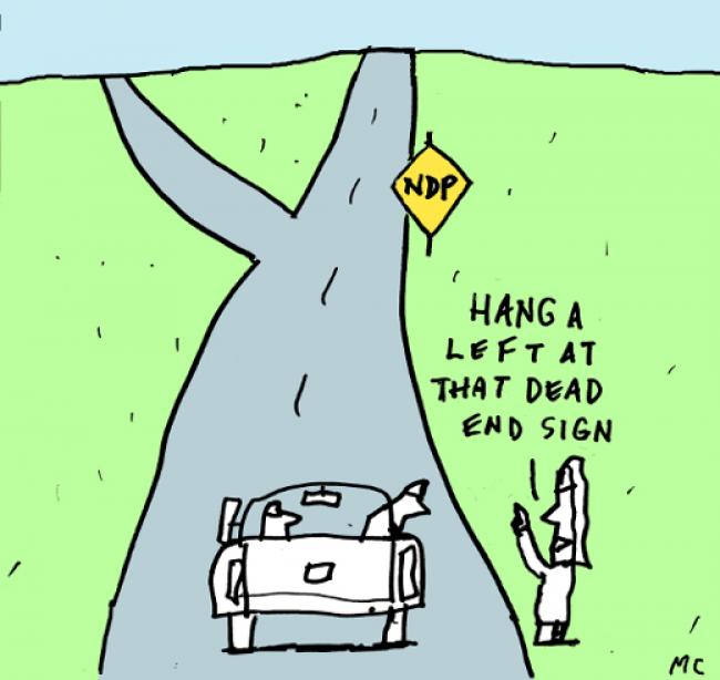 NDP dead end cartoon