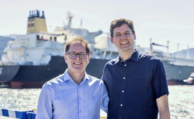 BC Energy Minister Adrian Dix and Premier David Eby during a visit to celebrate LNG Canada, which is having its electrification costs to reduce carbon pollution subsidized by the province and BC Hydro. BC Government photo / Flickr