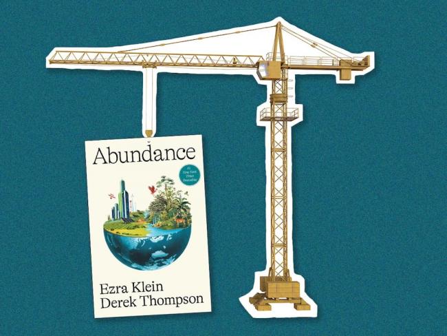 A Tyee investigation reveals the BC NDP invited the authors of Abundance to present to caucus. Collage by The Tyee. Crane illustration via Shutterstock.