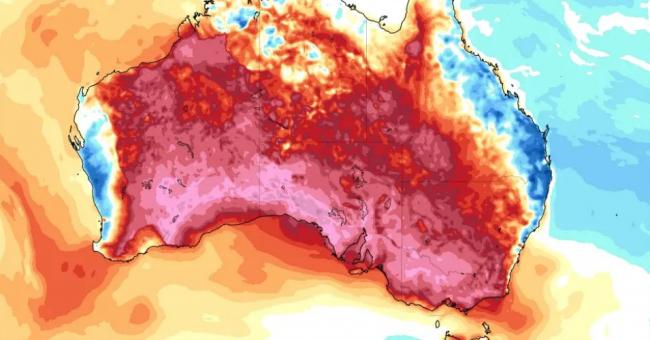 A map shows the high temperatures in Australia on Dec. 18, 2019. (Image: Tropical Tidbits)