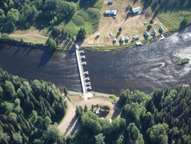 The Babine fish-counting fence sits near the start of the river, where warm surface water funnels into the narrow channel. It means that salmon waiting downstream to pass are left hanging in higher temperatures, making them vulnerable to disease, parasites and exhaustion. Photo by Lake Babine Nation.