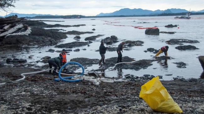 The Heiltsuk Nation, which relies on beaches near the tug accident site, has called the situation a disaster. (April Bencze/Heiltsuk Nation)