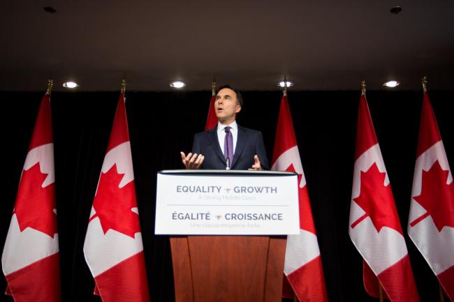 Finance Minister Bill Morneau introduces Budget 2018 during a press conference in Ottawa on February 27, 2018. Photo by Alex Tétreault