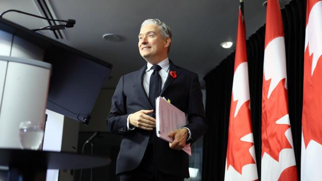 Federal Finance Minister François-Philippe Champagne holds a press conference in Ottawa before tabling the federal budget on Nov. 4. Photo by: Natasha Bulowski / Canada's National Observer