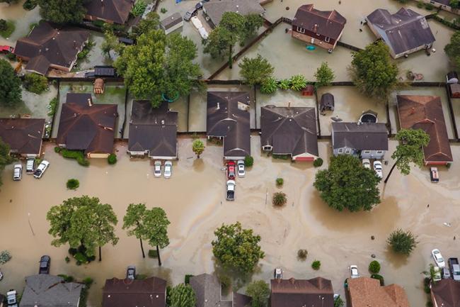 Figure 1 | Flooding in Houston, Texas, from Hurricane Harvey. Climate change is estimated to have made such rainfall three times more likely than it otherwise would be for the Houston area20.Credit: Marcus Yam/Los Angeles Times/Getty