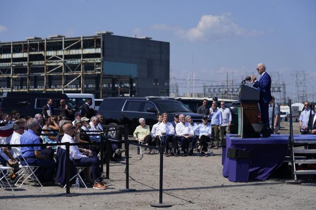 President Joe Biden speaks about climate change at Brayton Power Station in Somerset, Mass., last year. His administration is preparing to announce carbon regulations on power plants. | Evan Vucci/AP Photo