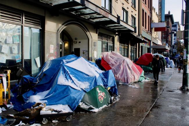 Vancouver Mayor Ken Sim’s plan to halt new social housing will condemn more people to live on the streets. Photo for The Tyee by Jen St. Denis.