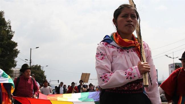 Alexandra was one of about 80 indigenous protesters who set out from their native lands on November 3 and marched to Quito [Kimberley Brown/Al Jazeera]