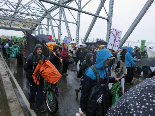 The Burrard Bridge belonged to pedestrians, not cyclists, on October 7. CHARLIE SMITH