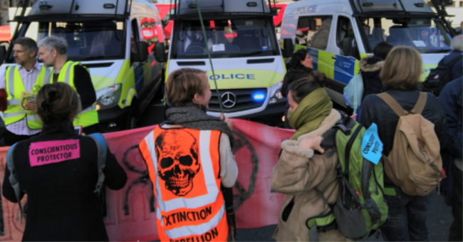 Activists gathered under the banner Extinction Rebellion in London on Wednesday to issue their Declaration of Rebellion against the U.K. government's climate inaction. (Photo: Extinction Rebellion)