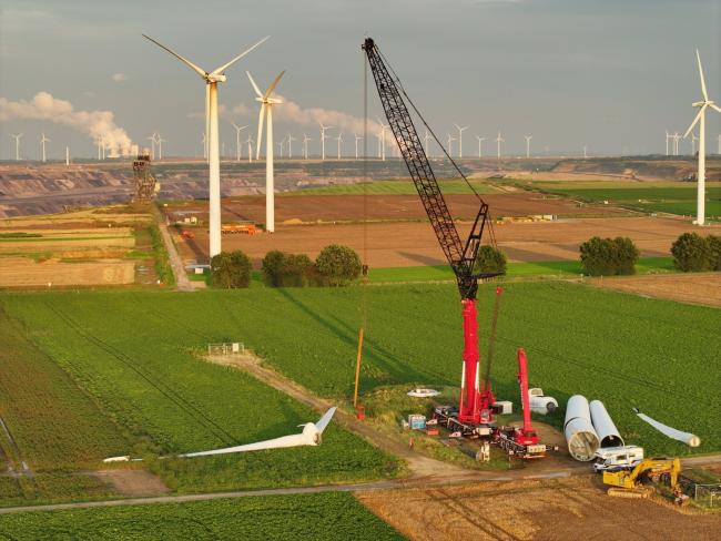 Wind turbines are being dismantled to make way for a coal mine expansion in Germany. Photo via BUND NRW/X (Twitter)
