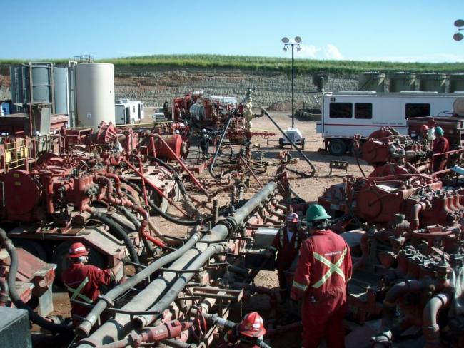 An example of a fracking operation at the Bakken Formation in North Dakota. Photo by Joshua Doubek