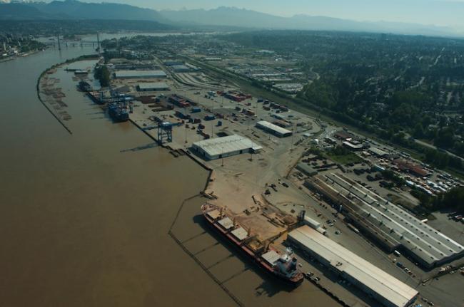 Fraser Surrey Docks is the proposed site for a new coal export terminal on the Fraser River. — Image Credit: Port Metro Vancouver