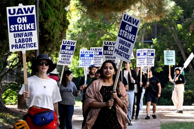 Around 48,000 union workers across the University of California system have been on strike since Monday, November 14. (Brittany Murray / MediaNews Group / Long Beach Press-Telegram via Getty Images)