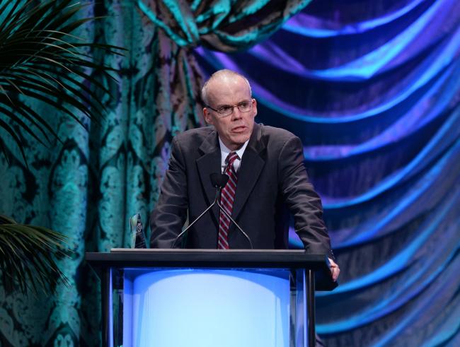 Bill McKibben accepts the EMA Lifetime Achievement Award onstage during the 23rd Annual Environmental Media Awards at Warner Bros. Studios on October 19, 2013 in Burbank, California. (Michael Buckner / Getty Images)