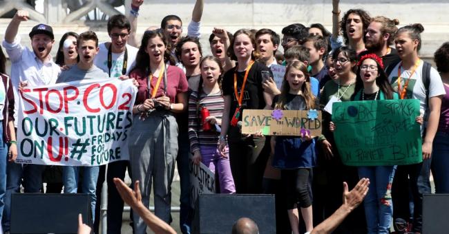 Teenage climate Swedish activist Greta Thunberg attends Fridays for Future Climate Change rally in Piazza Del Popolo on April 19, 2019 in Rome, Italy. (Photo: Franco Origlia/Getty Images)