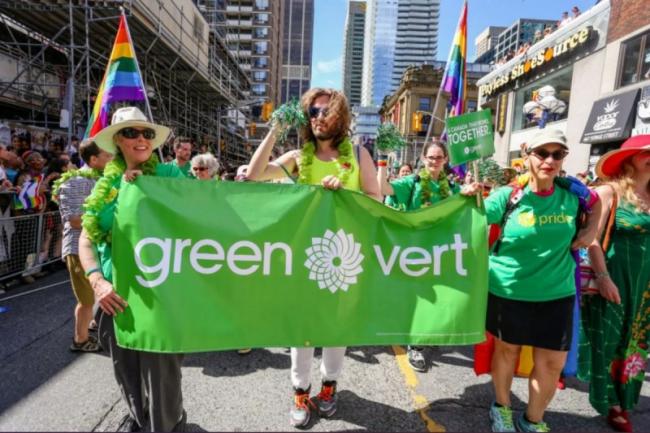 Green Party of Canada supporters march in downtown Toronto. Photo from Shutterstock.