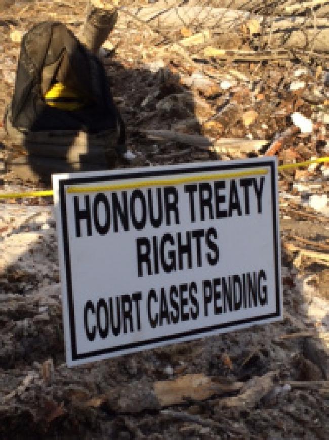Honour treaty rights sign - Peace River