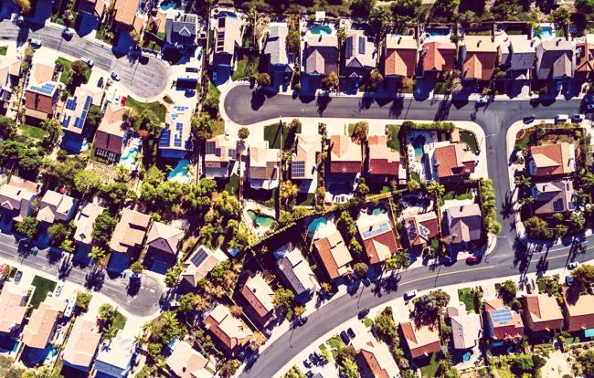 Suburban tract housing near Santa Clarita, California. Photo by Hal Bergman.