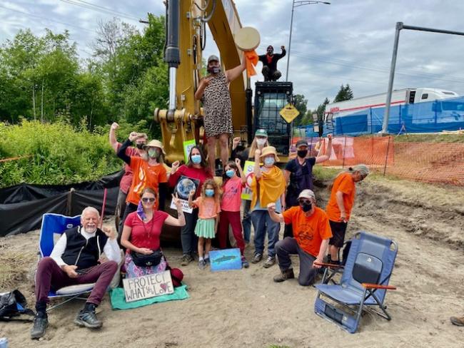 Prayer Circle and allies held off TMX work for an entire day at Brunette Interchange