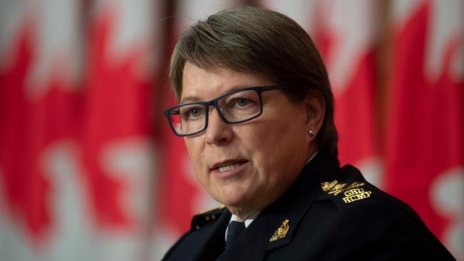 RCMP Commissioner Brenda Lucki speaks during a news conference in Ottawa, Wednesday October 21, 2020. (THE CANADIAN PRESS/Adrian Wyld)