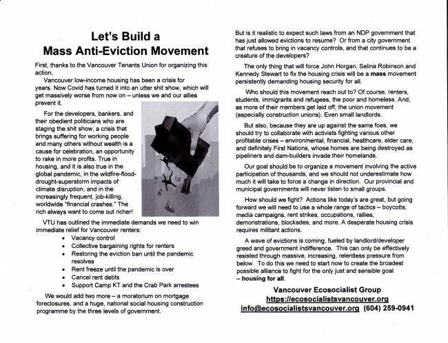 Let’s Build a  Mass Anti-Eviction Movement - Leaflet