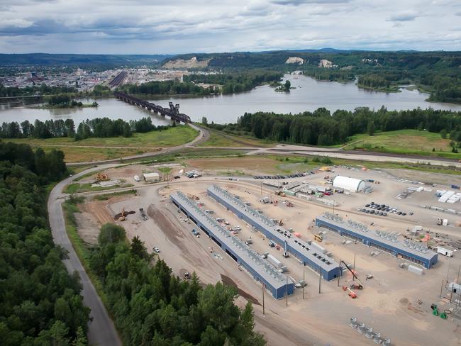 Iris Energy’s Prince George bitcoin mining operation, which opened in September, sits on 12 acres of land near the Fraser River. The facility employs about 15 people and draws 50 megawatts of electricity. Photo provided by Iris Energy.