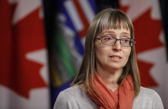 Alberta chief medical officer of health Dr. Deena Hinshaw updates media on the Covid-19 situation in Edmonton on Friday, March 20, 2020. File photo by The Canadian Press/Jason Franson