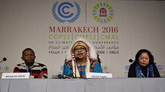 Kevin Hart, who co-chairs the AFN’s committee on climate and the environment, speaking at the United Nations climate conference in Marrakech, Morocco. (Source: Assembly of First Nations)