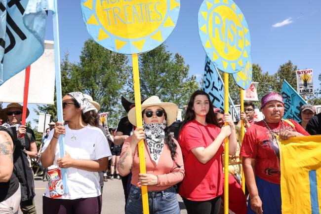 Demonstrators near Park Rapids, Minn., on Monday.Credit...Tim Gruber for The New York Times