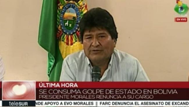 Bolivian President Evo Morales was forced to resign Sunday after two weeks of right-wing violence. | Photo: teleSUR