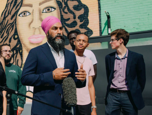 New Democratic Party Leader Jagmeet Singh is encouraging Canadians to sign a petition that would designate the "Proud Boys" group as a terrorist organization.Photo via New Democratic Party
