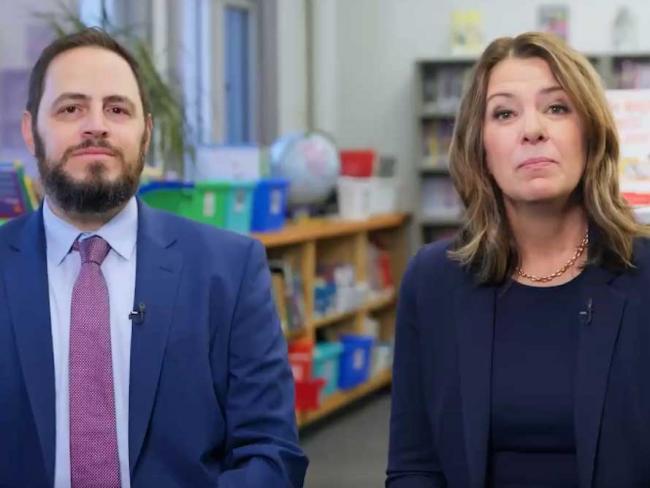 Alberta Education Minister Demetrios Nicolaides and Premier Danielle Smith made the case Monday for using the notwithstanding clause to end the three-week-old provincial teachers’ strike in a slick little social media video. Screenshot via Alberta government video.