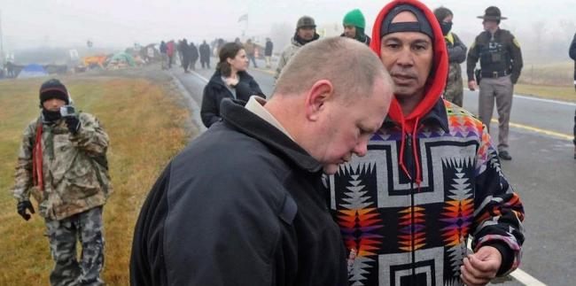 Morton County Sheriff Kyle Kirchmeier at anti-Dakota Access pipeline protests in October 2016 in North Dakota. File photo by the Associated Press.