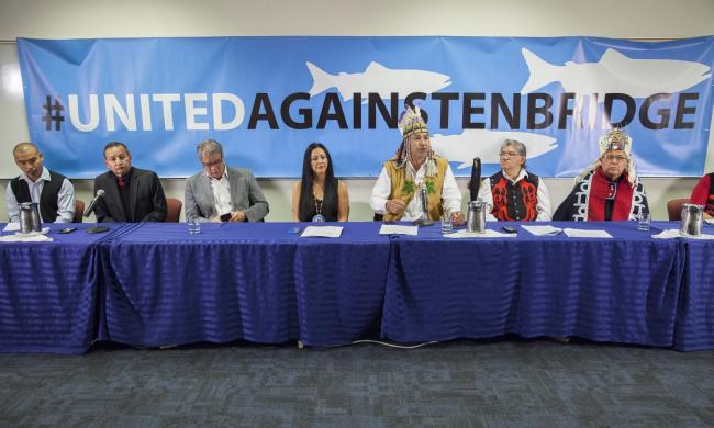 Eight First Nations announce their federal legal challenge to the Northern Gateway pipeline at a Vancouver press conference. Photo by Mychaylo Prystupa.