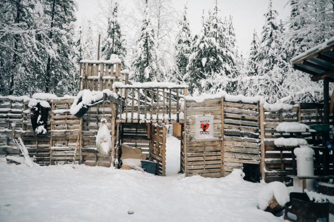 Inside the Gidimt'en Checkpoint on Wet'suwet'en territory in December 2019. The camp was dismantled by Coastal GasLink contractors in early 2019, and then rebuilt and reoccupied. Photo by Michael Toledano