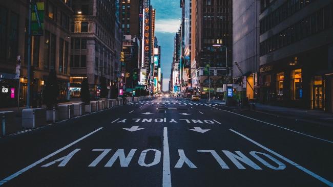 A deserted Times Square during the coronavirus lockdown in New York City. Photo by Paulo Silva on Unsplash