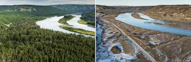 Peace River before and after commencement of construction of Site C Dam, Garth Lenz