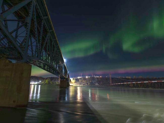 Dawson Creek’s proposed water pipeline would include an intake on the Peace River, across from the gas plant in Taylor, BC. Photo by The Tyee.