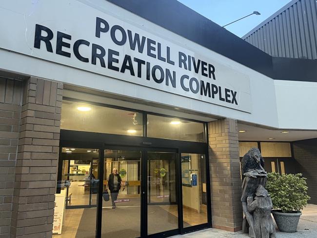 In Powell River, the pool’s ceiling insulation has been raining down for years. The city’s tax crunch has delayed its repair. Photo for The Tyee by andrea bennett.