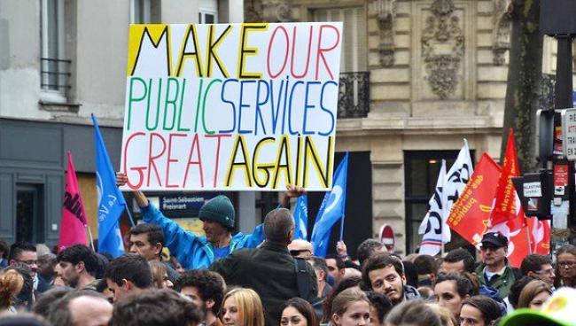 Make our Public Services Great Again - protest sign